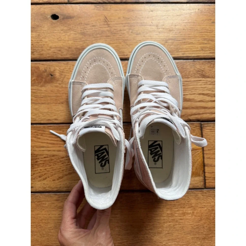 Vans Sk8-Hi Sneakers Womens 8 Peach Pink High Top Suede Canvas Classic Shoes